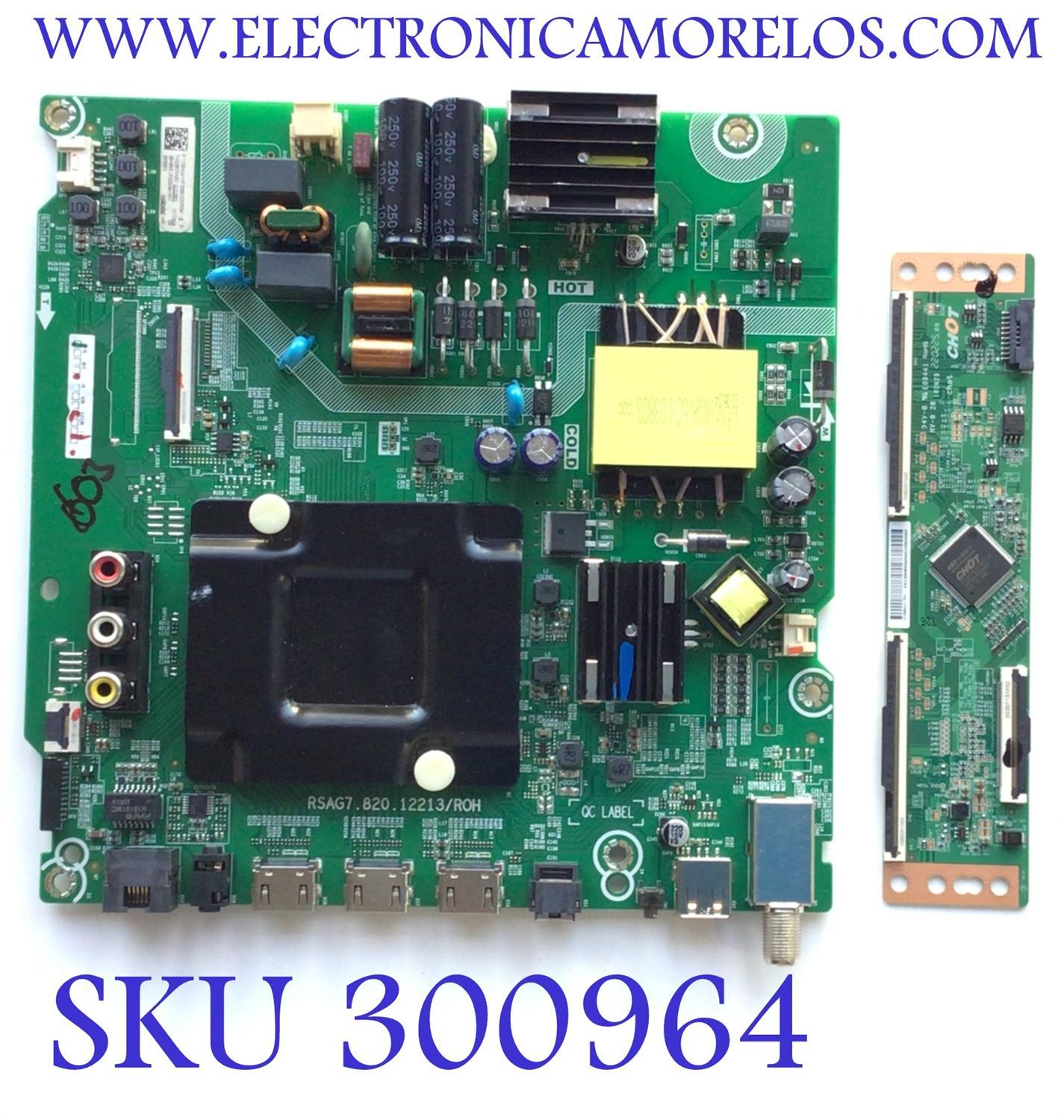 KIT DE TARJETAS PARA TV HISENSE·ROKU TV 4K·UHD·HDR / NUMERO DE PARTE MAIN 311758 / RSAG7.820.12213/ROH / 311759 / 58A56EUR(0003) / T-CON E3CCBB580004 / CV580U1-T01 / E3CCBB5800040G / PANEL HD580X1U93-L1\S0\GM\ROH / CV580U1-T01 MODELO 58R6E3 58A56EUR